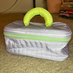 NWOT Lavender and Green Puffer Train Case/Makeup Bag